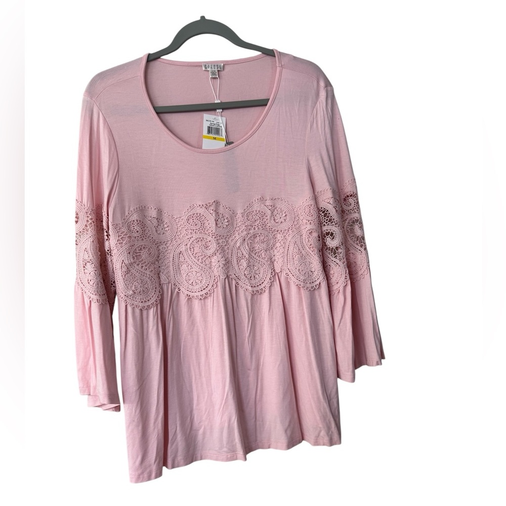 Spense Pink Lace Accent Blouse